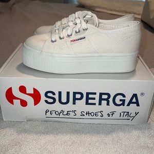 Superga white platform sneakers